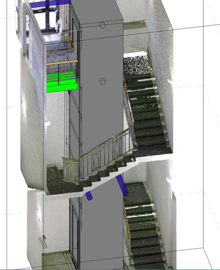 Relevé 3D d'un escalier comparé à la maquette Revit